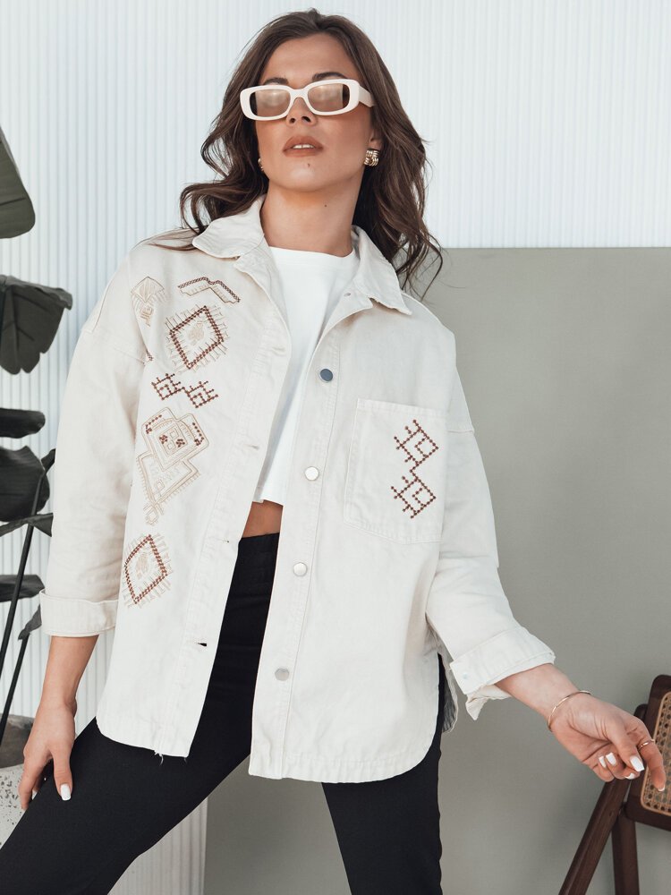 Kurtka damska jeansowa FILOMENAS beżowa Dstreet TY4313-M