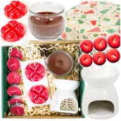 Zestawy upominkowe - Elegancki zestaw prezentowy kominek ceramiczny wosk podgrzewacze świeczka - miniaturka - grafika 1