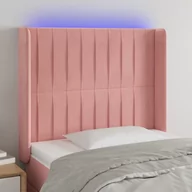 Inne meble do sypialni - vidaXL Zagłówek do łóżka z LED, różowy, 93x16x118/128 cm, aksamit - miniaturka - grafika 1