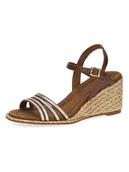 Sandały damskie - Caprice Skórzane sandały w kolorze złoto-brązowym na koturnie - miniaturka - grafika 1