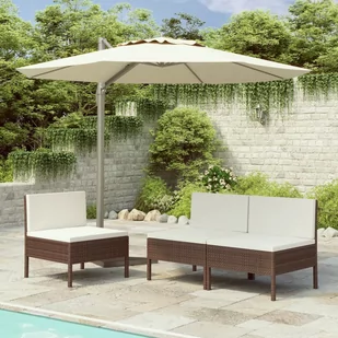vidaXL Krzesła ogrodowe z poduszkami, 3 szt., polirattan, brązowe - Fotele i krzesła ogrodowe - miniaturka - grafika 1