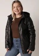 Kurtki damskie - Czarna Pikowana Kurtka Przejściowa o Prostym Kroju z Kapturem Vimoris - miniaturka - grafika 1