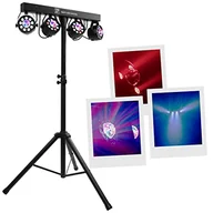 Oświetlenie i efekty wizualne - BoomToneDJ Party Bar Crystal 4 projektory Wash 9 LED RGBW All-in-One T bar i statyw. Sterowanie DMX, Auto, pilot na podczerwień, wiele efektów do pokazania światła, imprez DJ, dyskoteki, wesele. - miniaturka - grafika 1