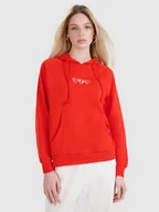 Bluzy damskie - 4F Bluza damska dresowa nierozpinana z kapturem 4FRSS25TSWSF2265-62S Czerwony Roz. M - miniaturka - grafika 1