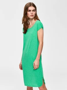 SELECTED FEMME SUKIENKA DRESOWA Z LNEM ZIELONA PROSTA M JMB - Sukienki - miniaturka - grafika 1