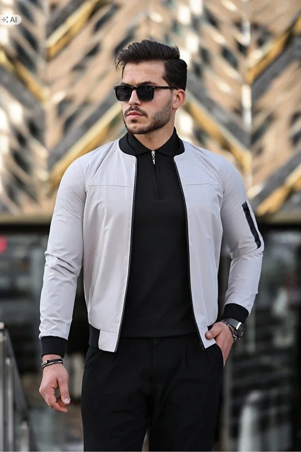 LEKKA MĘSKA KURTKA BOMBER GŁADKA MINIMALISTYCZNA XL 5IA
