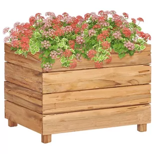 vidaXL Donica, 50x40x38 cm, drewno tekowe z recyklingu i stal - Donice - miniaturka - grafika 1