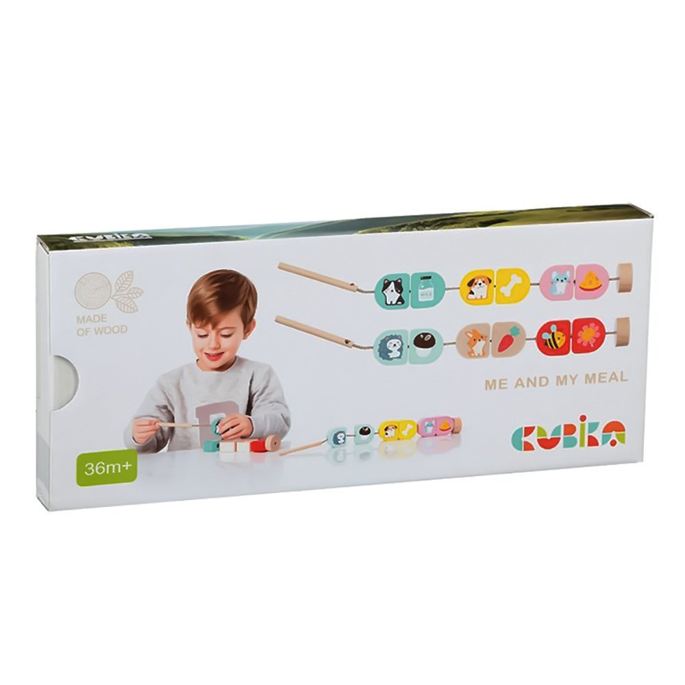 Drewniana nawlekanka Zwierzęta i jedzenie Cubika