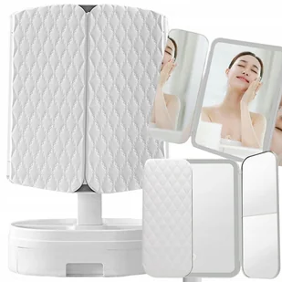 Lusterko do makijażu led kosmetyczne podświetlane rozkładane powiększające - Lusterka do makijażu - miniaturka - grafika 1