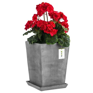 Doniczka ceramiczna 21,5x29 cm matowa + podstawek Szary Osłonka Wysoka Wewnętrzna - Donice - miniaturka - grafika 1