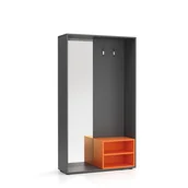 Wieszaki do szafy - PLAN Ścianka na ubrania (wieszak) ze zwierciadłem, 2 haczyki, grafit/pomarańczowa 6101296 - miniaturka - grafika 1