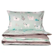 Pościel dla dzieci - Pościel 100x160 miętowa Lamy w krainie kaktusów - miniaturka - grafika 1