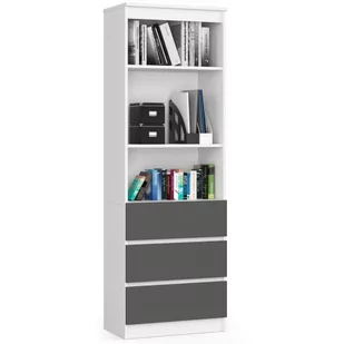 Regał biurowy R 60 cm 3 szuflady 2 półki - biały-grafit szary - Regały biurowe - miniaturka - grafika 1