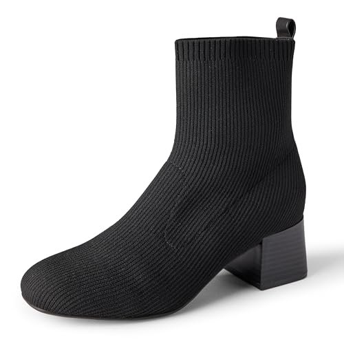Amazon Essentials Botki damskie z dzianiny ze stretchem, Czarny, 9.5 US
