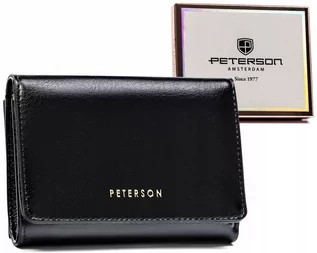 Portfele - Średnich rozmiarów portfel damski ze skóry ekologicznej - Peterson - grafika 1