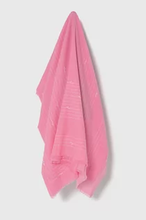 Apaszki i szaliki damskie - HUGO szal bawełniany kolor różowy wzorzysty - Hugo - grafika 1