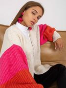 Swetry damskie - Kardigan ecru casual rękaw długi długość długa - miniaturka - grafika 1