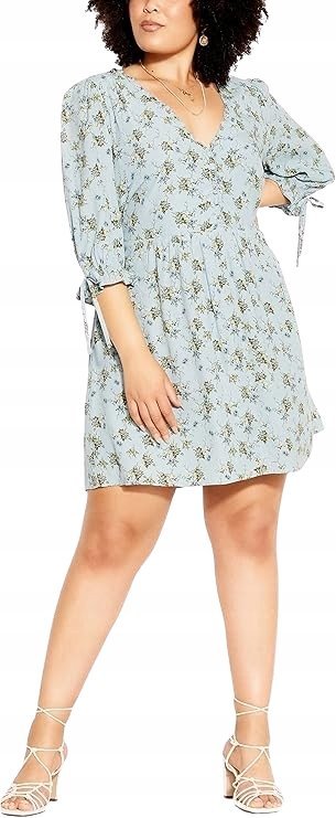 CCX BY CITY CHIC SUKIENKA Z RĘKAWAM 3/4 W KWIATY XL/22 JQA