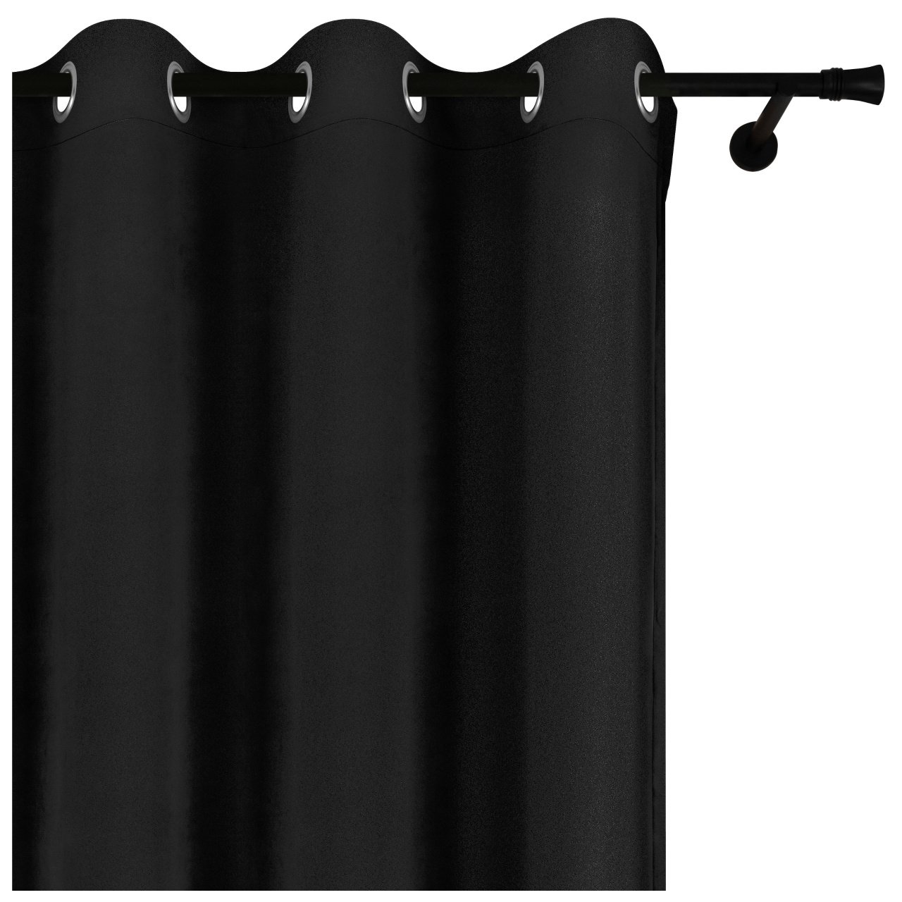 Voppi Czarna zasłona okienna na przelotkach 140 x 280 cm gruby welur 220 g/m2 zasłona dekoracyjna do salonu sypialni