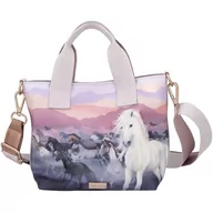 Torebki damskie - Depesche 12513 Miss Melody Night Horses - Mini shopperka z motywem konia, torba w odcieniach fioletu i fioletu z regulowanym paskiem na ramię - miniaturka - grafika 1