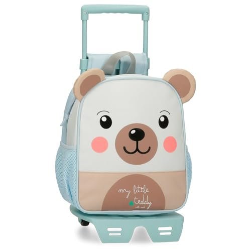 Roll Road Happy Pets Plecak Przedszkolny z wózkiem Wielobarwny 23x25x10 cm Poliester 5,75 l, Biały, Talla única, Plecak przedszkolny z wózkiem