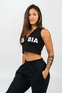 Bluzy sportowe damskie - Bluza damska Nebbia MUSCLE MOMMY Sleeveless Zip-Up Hoodie black L - miniaturka - grafika 1