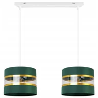 Lampy sufitowe - Lampa sufitowa wisząca Elegance Gold modern 2xE27 abażur walec biało/zielony Light Home LH - miniaturka - grafika 1
