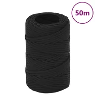 Pasmanteria - vidaXL Linka żeglarska, czarna jednolita, 2 mm, 50 m, polipropylen - miniaturka - grafika 1