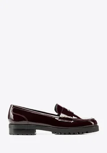 Damskie mokasyny ze skóry lakierowanej z dżetami bordowe - Wittchen - Mokasyny damskie - miniaturka - grafika 1