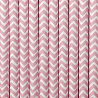 Słomki do napojów - PartyDeco Słomki papierowe chevron, różowe jasne, 19,5 cm, 10 szt SPP3-081J - miniaturka - grafika 1