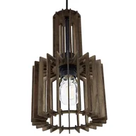 Lampy sufitowe - Beliani Lampa wisząca Lampa wisząca ciemne drewno NIARI 243068 - miniaturka - grafika 1