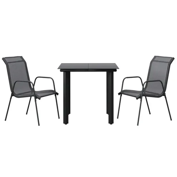 Zestaw Mebli Ogrodowych ze Stali i Szkła, Stół 80x80x74 cm, Krzesła 51x