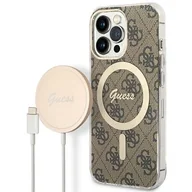 Etui i futerały do telefonów - Guess Etui 4G Print do Apple iPhone 13 Pro Brązowy + Ładowarka MagSafe - miniaturka - grafika 1