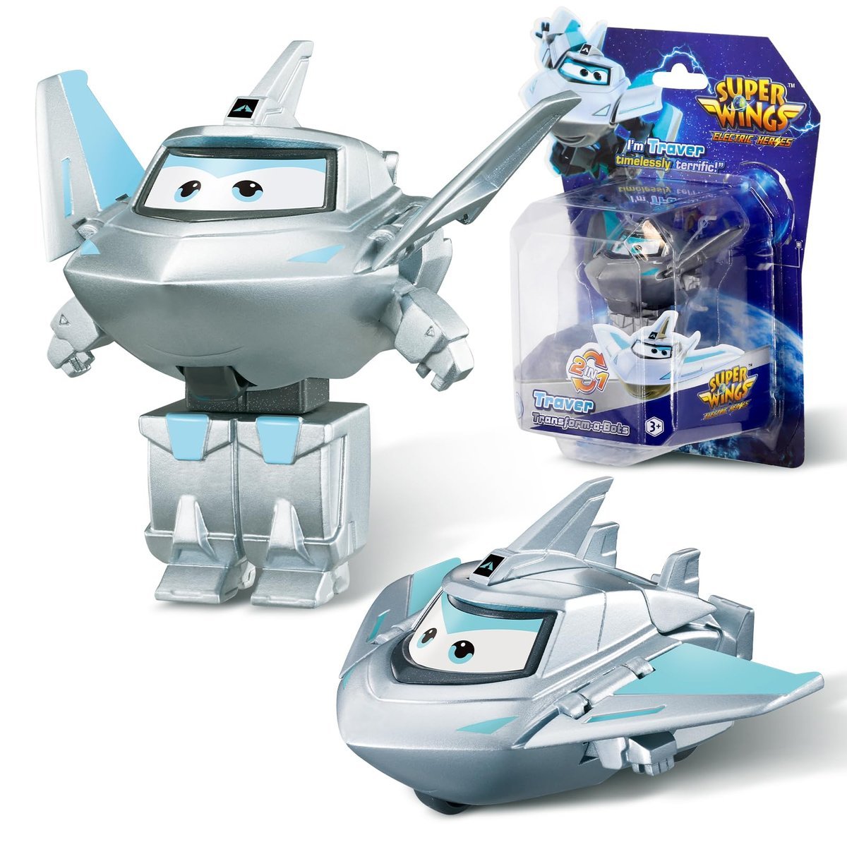 Super Wings YW780032 Transformer Traver figurka 2 w 1, zabawkowy samolot 5 cm, Transformer, zabawka, dla chłopców i dziewcząt w wieku od 3 lat