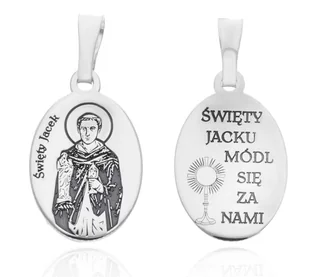 Srebrny medalik Ag 925 rodowany Św. Jacek MDC086R - Wisiorki - miniaturka - grafika 1
