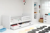 Łóżka dla dzieci i młodzieży - Łóżko dziecięce ze schowkiem i materacem 80 x 190 FERGUS – białe - miniaturka - grafika 1