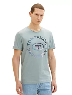 TOM TAILOR T-shirt męski z nadrukiem, 28129 - Light Ice Blue, L - Koszulki męskie - miniaturka - grafika 1
