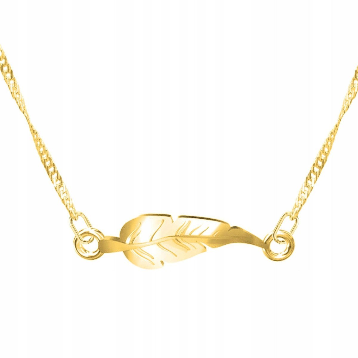 Złoty Naszyjnik z Piórkiem Piórem Wisiorek Piórko Pióro SREBRO 925