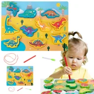 Zabawki interaktywne dla dzieci - Układanka Drewniana Magnesy Sznurek Do Przeplatania Dinozaury - miniaturka - grafika 1