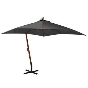 vidaXL Parasol ogrodowy wiszący na jodłowym słupku antracyt 3x3 m 313774 - Parasole ogrodowe - miniaturka - grafika 1