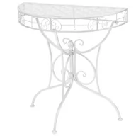 Ławy i stoliki kawowe - vidaXL Półokrągły stolik vintage, metalowy, 72 x 36 x 74 cm, srebrny - miniaturka - grafika 1