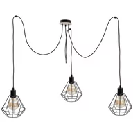 Lampy sufitowe - KET Druciana LAMPA wisząca metalowa OPRAWA loftowy zwis czarny drewno - miniaturka - grafika 1