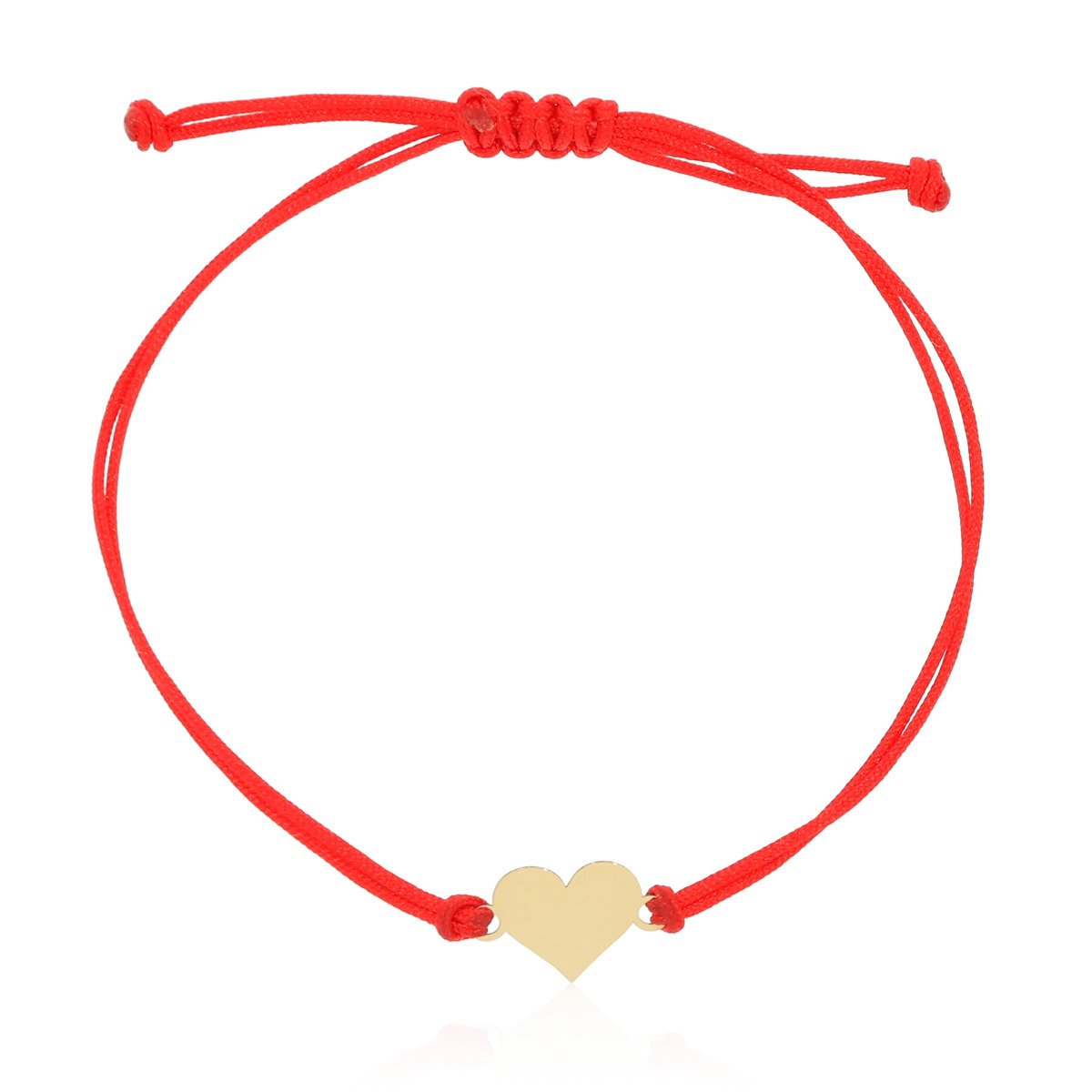 Bransoletka czerwony sznurek złote serce pr.585