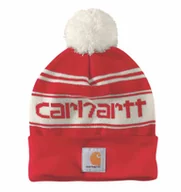 Czapki damskie - Czapka Carhartt Knit PomPom Cuffed Logo Red Winter - miniaturka - grafika 1