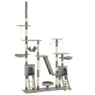 vidaXL Drapak dla kota z sizalowymi słupkami 230-250 cm szary 170617 - Drapaki dla kotów - miniaturka - grafika 1