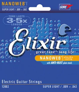 Elixir Nanoweb 12002 struny do gitary elektrycznej .009-.042 - Struny gitarowe  - miniaturka - grafika 1