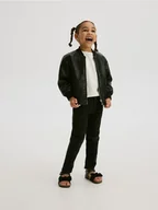 Kurtki i płaszcze dla dziewczynek - Reserved - Kurtka ramoneska z imitacji skóry - czarny - miniaturka - grafika 1