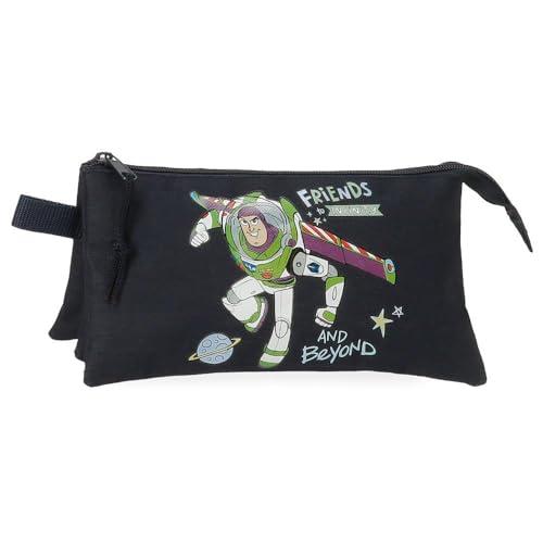 Joumma Disney Friends to Infinity and Beyond Triple Case Czarny 22x12x5 cms Poliester 1,32 l, Czarny (Black), Talla única, Potrójne etui