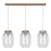 Lampy sufitowe - Britop LAMPA wisząca VASO 169110374 skandynawska OPRAWA szklany ZWIS słoiki przezroczyste drewno przezroczyste drewno - miniaturka - grafika 1
