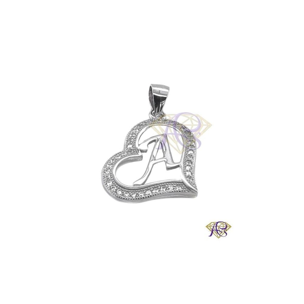 Literka A srebrna w serduszku Ag 925